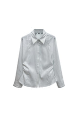 LOWELL SLIM FIT STRIPE SHIRRLING SHIRT / WHITE