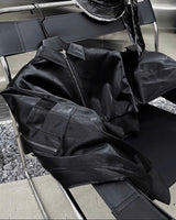 LEATHER WATERSLIDE CROPPED BOMBER