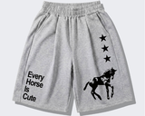 Balloon Curved Sweat Bermuda Pants Gray Horse