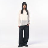 シースルー長袖Tシャツ WHITE IVORY