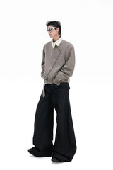 Asym Button Point Collar Jacket