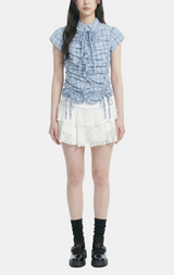 Meira Check Shirring Blouse