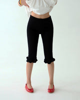Frill Half-length Ribbed Leggings Pants