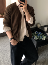  Deface Daily Semi-Cropped V-Neck Overfit Cardigan