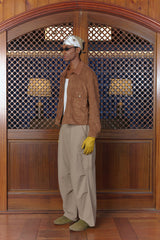 LEAF LINEN PARACHUTE PANTS BEIGE