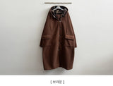 Melty King Bakshi woolen pocket long hooded coat