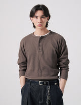 26SS★ テクスチャーヘンリーネックロングスリーブTシャツ