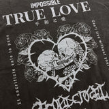 "TRUE LOVE" プリント S/S ウォッシュドTシャツ