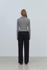 LOGO MIX UNBALANCE HALF ZIP-UP TOP - GRAY