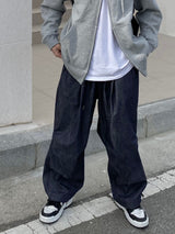 Space String ballon denim wide pants 2color