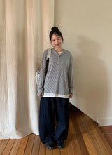 [unisex] Kidu Pintuck Raw Denim Wide Pants
