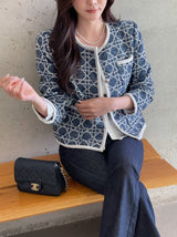 Mondel Cannage Color Matching Tweed Jacket