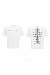 スタッドエンブロイダードスパインコットンTシャツ
