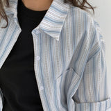 [Summer/Short-sleeved Shirt] Sydney オーバーサイズフィット ストライプ サマーシャツ 1 color