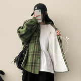 Furden Wool Lining Pocket Oversized Checkered Shirt Jacket