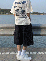 [Linen] カーペンダーバンディングバミューダパンツ