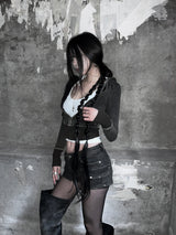 vintage washed slim hood zip-up