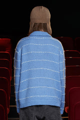 STITCH RUGBY POLO KNIT / SKY BLUE