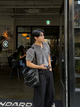 ソフトベロアヘンリーネック半袖Tシャツ