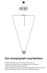 スタースタンピングボールロングネックレス