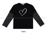 (裏起素材)ハートレイヤード長袖Tシャツ
