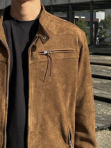 (MADE) ONE PICK WESTERN BIKER SUEIDE JACKET-BROWN
