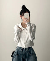 Ronnie Punching Collar Snap Punching Knit Cardigan
