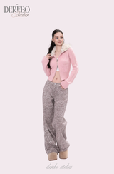 Lady Fur Knitwear Zip-Up Cardigan