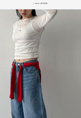 Deman Shirring Layered Long Sleeve T-shirt
