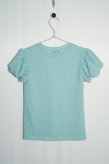 Floral Lace Puff Top (Mint)