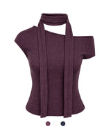 Rina Scarf Neck Ribbed Top