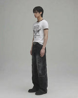 (UNISEX) パネルウォッシングブラックデニム 26SS-009