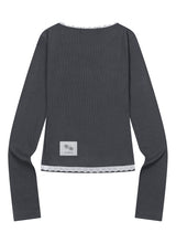 RASE LACE CROSS V-NECK LONG SLEEVE T (4COLOR)