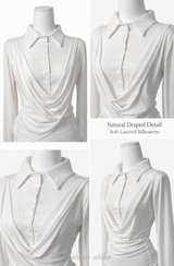 Lily Shirring Shirt Long Sleeve Top