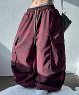 MARBLE WASHING TWO PINTUCK CARGO PANTS ❤🖤🩶🤍3COLOR