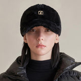 VA Square Stud Fur Ball Cap / Black