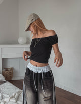Kyupi banding puff two-way short-sleeved