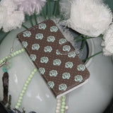 Rose Rose Dot Mint Chocolate Brown Vintage Diary Leather Wallet Phone Case