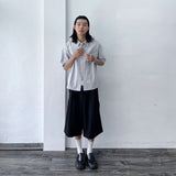 ファイン ストライプ リラックスド ショートスリーブ シャツ