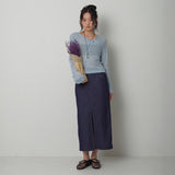 Front Slit Long Skirt_Navy