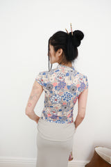[香] Qipao Floral Top (Brown)