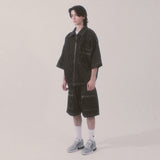 ストライプデニムショートパンツ_ブルー