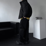 TR2508 non-span incision wide black jeans (S ~ L)
