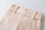 Suede Buckle Belt Mini Skirt