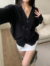 [UNISEX] Vネックオーバーフィットロングスリーブニットカーディガン