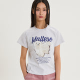 マルチーズイラストレーションハーフスリーブTシャツ