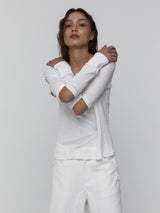 Slit Sleeve Top_White