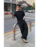 Pinter button fly curved cotton pants