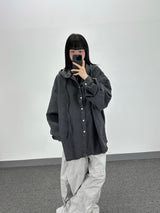 デニムフーデッドシャツ