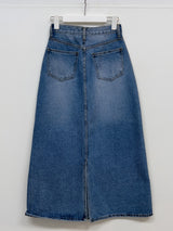 611 A-line Long Denim Skirt
